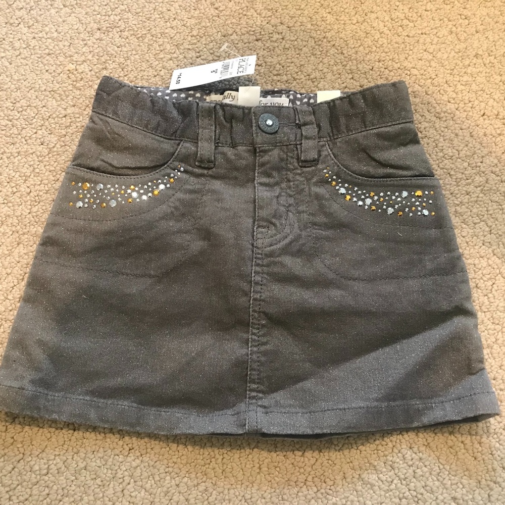 Girls Gray Silver Gold Sparkle Skirt NWT